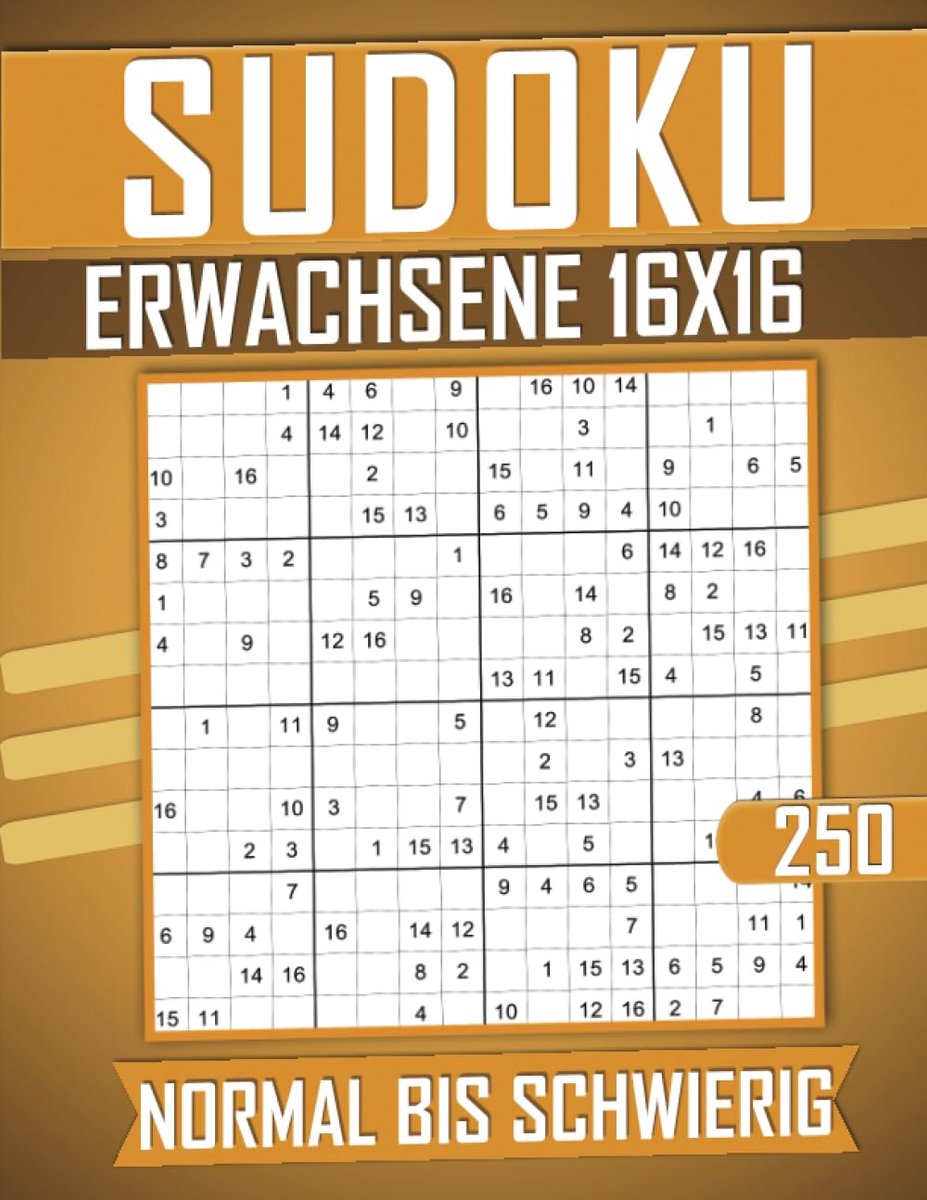 16x16 Sudoku Groot Formaat: 250 Uitdagende Puzzels voor Volwassenen met Oplossingen