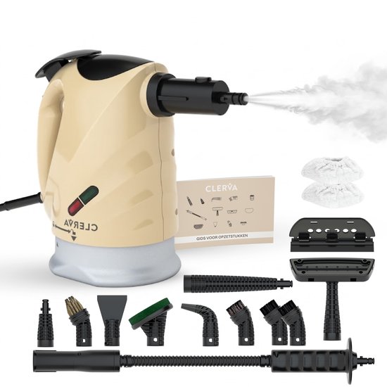 Clerva 15 in 1 Handstoomreiniger - Stoomreiniger - Handstoomreiniger Badkamer - Steam Cleaner - Vlekkenreiniger - Voor badkamer, vloer, kleding, bank, glas, meubels - Handstomer - Extra grote watertank - Zetelreiniger - Tapijt