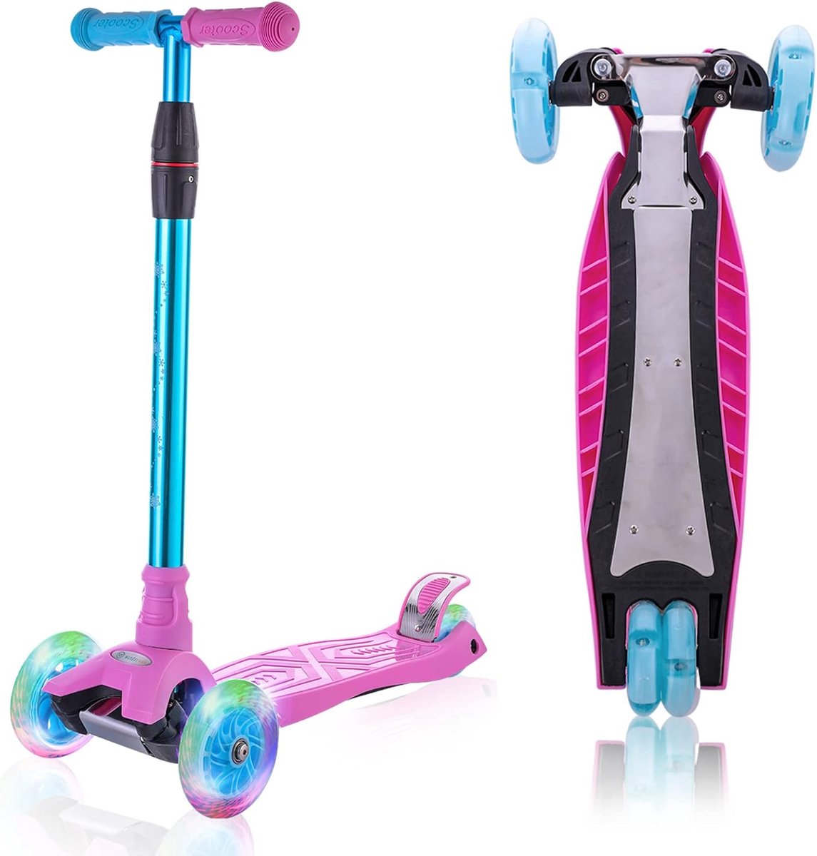 Driewielerscooter voor Kinderen met Oplichtende Wielen en Verstelbaar Stuur