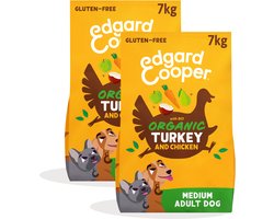 Edgard Cooper 2x Organic Graanvrij Hondenvoer - (Organic Kalkoen & Kip,7kg), Graan & Glutenvrij, vers vlees, vol essentiële aminozuren voor gezonde binnenkant