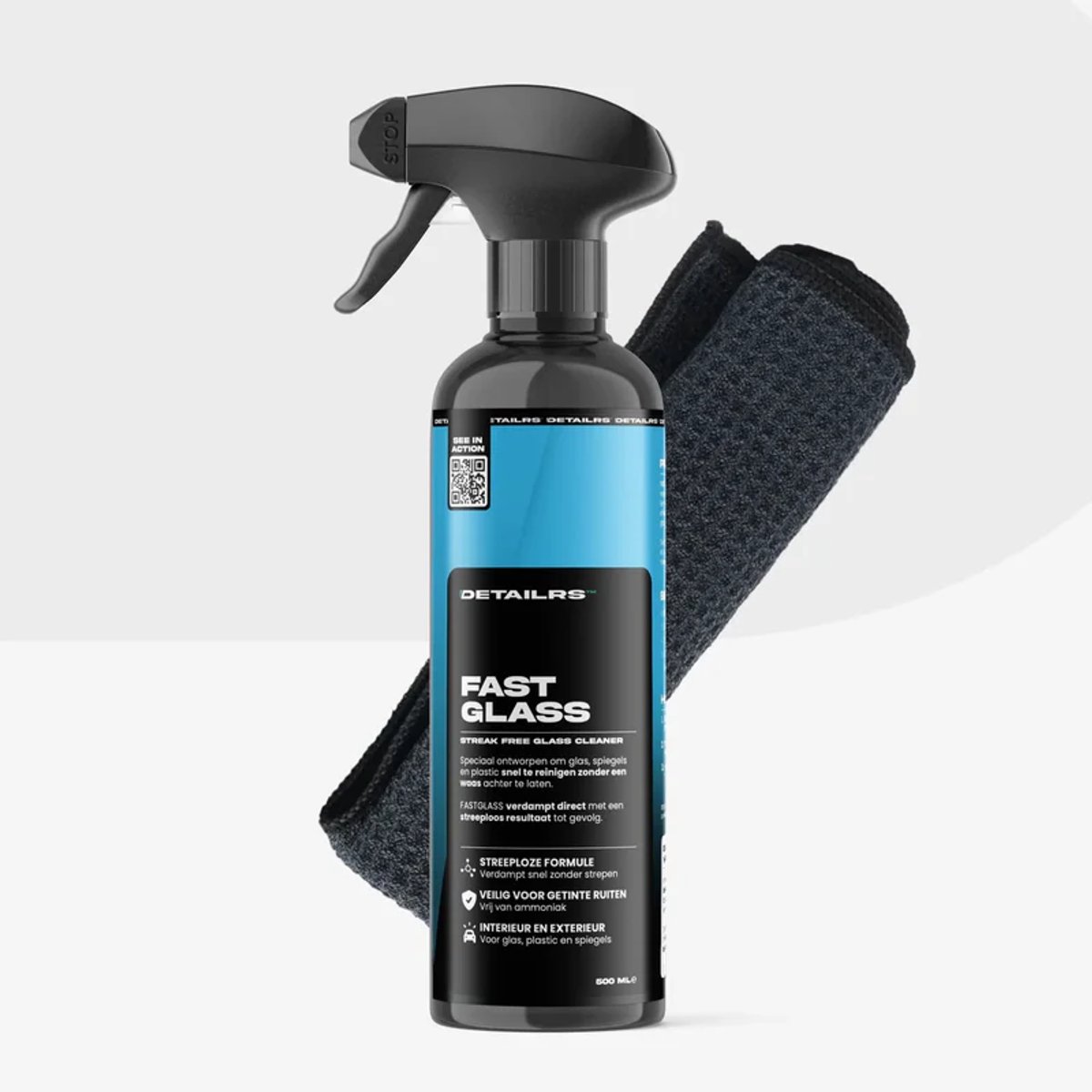 Detailrs Perfect Glass Combo - Ruitenreiniger - Glasreiniger Auto - met Glasdoek - Window Cleaner - Interieur & Exterieur - Streeploos
