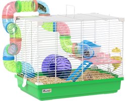 PawHut Hamsterkooi - Metaal, PP, PS - 46 x 30 x 37 cm - Groen