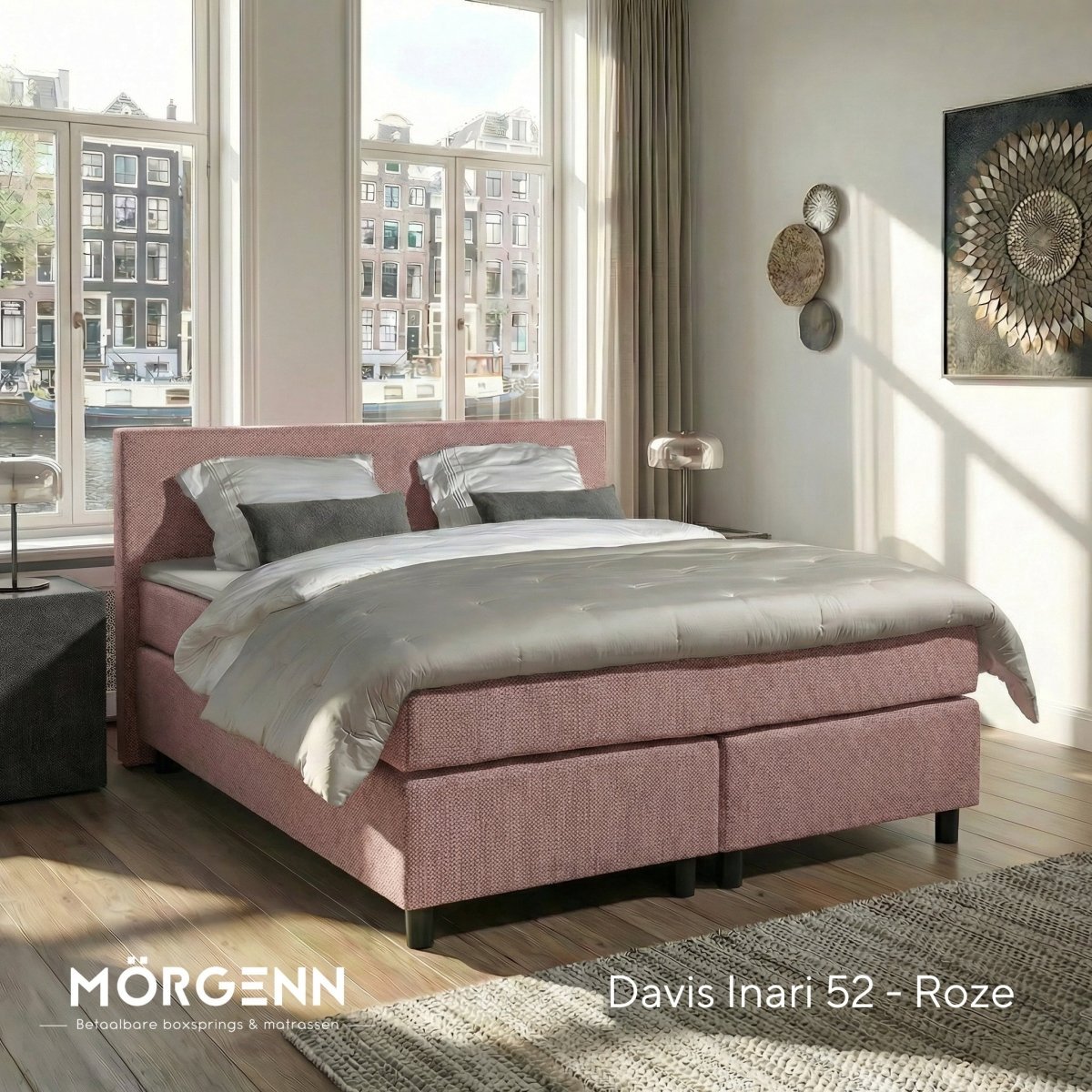 Mörgenn Boxspring Amsterdam - Pocketvering - Oud Roze - 120x210 cm - Inclusief Dekbed en Kussens