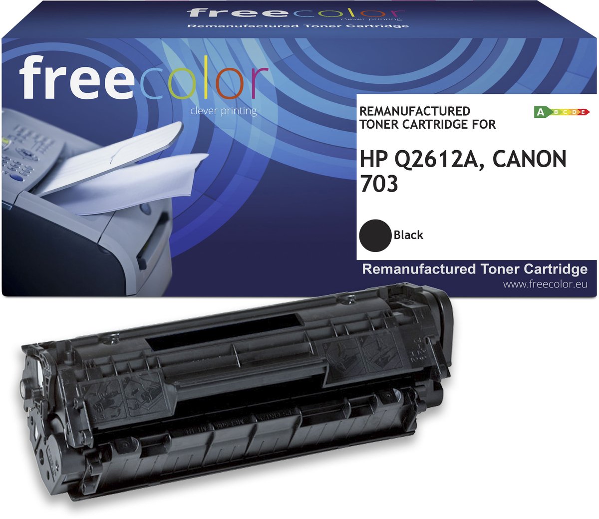 Freecolor - Vervangt HP 12A (Q2612A) / Canon 703 Toner - Zwart - 4.500 pagina's - XL - Compatible