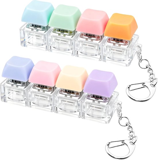 Keyboard Fidget Toy – Fidget Porte-clés Clavier – 2 Pièces – Design Clavier – Fidget Clavier – Couleurs Pastel – Avec Son de Clic – Son de Clic pour la Réduction du Stress – Anti-Stress & Portable – Convient pour Bureau, École & Cadeau