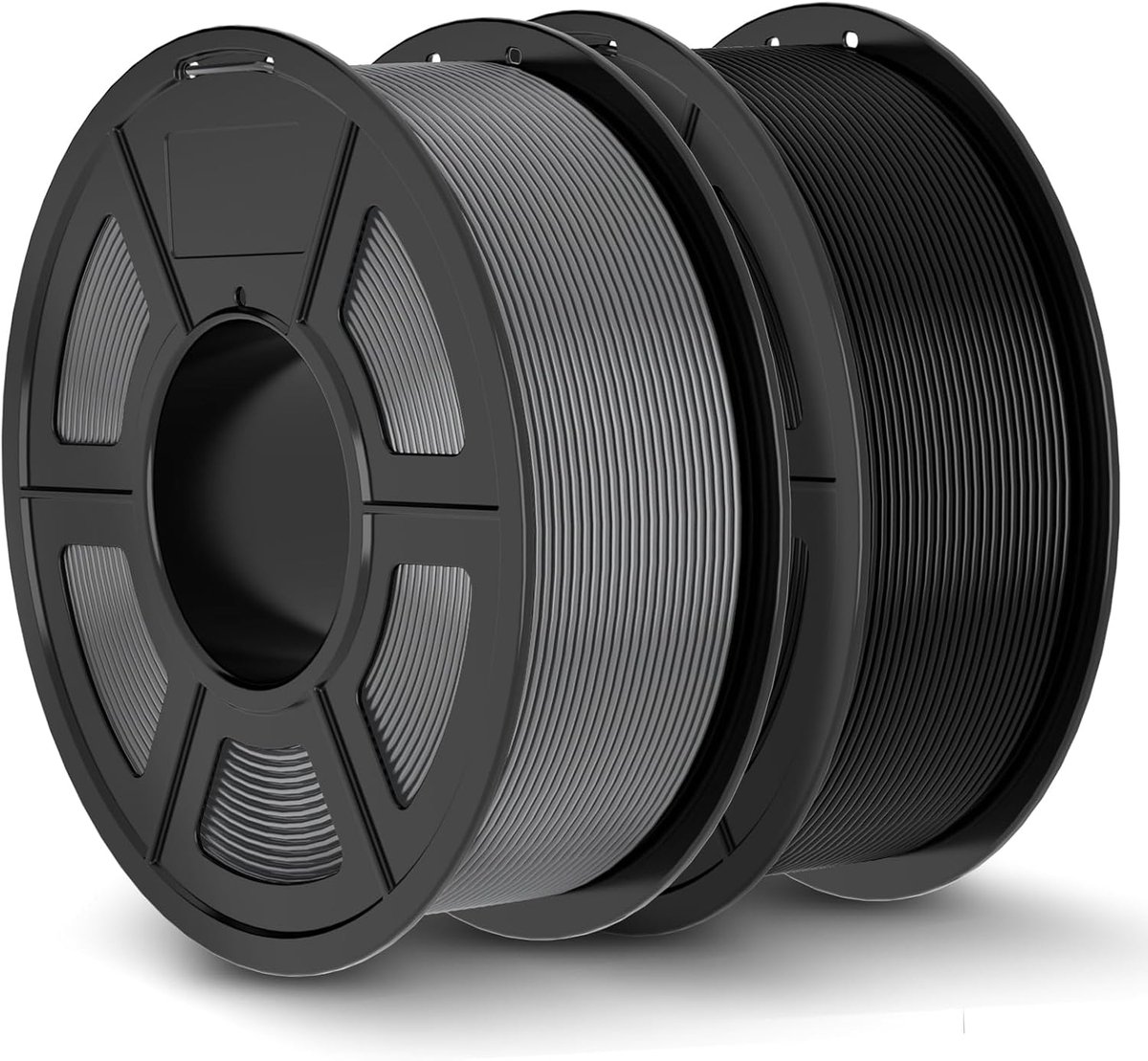 PLA+ Filament 1.75mm - Sterk 3D Printer Materiaal, Nauwkeurigheid +/- 0.03mm, 2 Rollen (Zwart & Grijs), 1.1KG Spoel