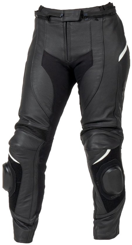 MOTOBLOUZ Motorbroek GINA vrouw Zwart/Wit 38 CE-gekeurd