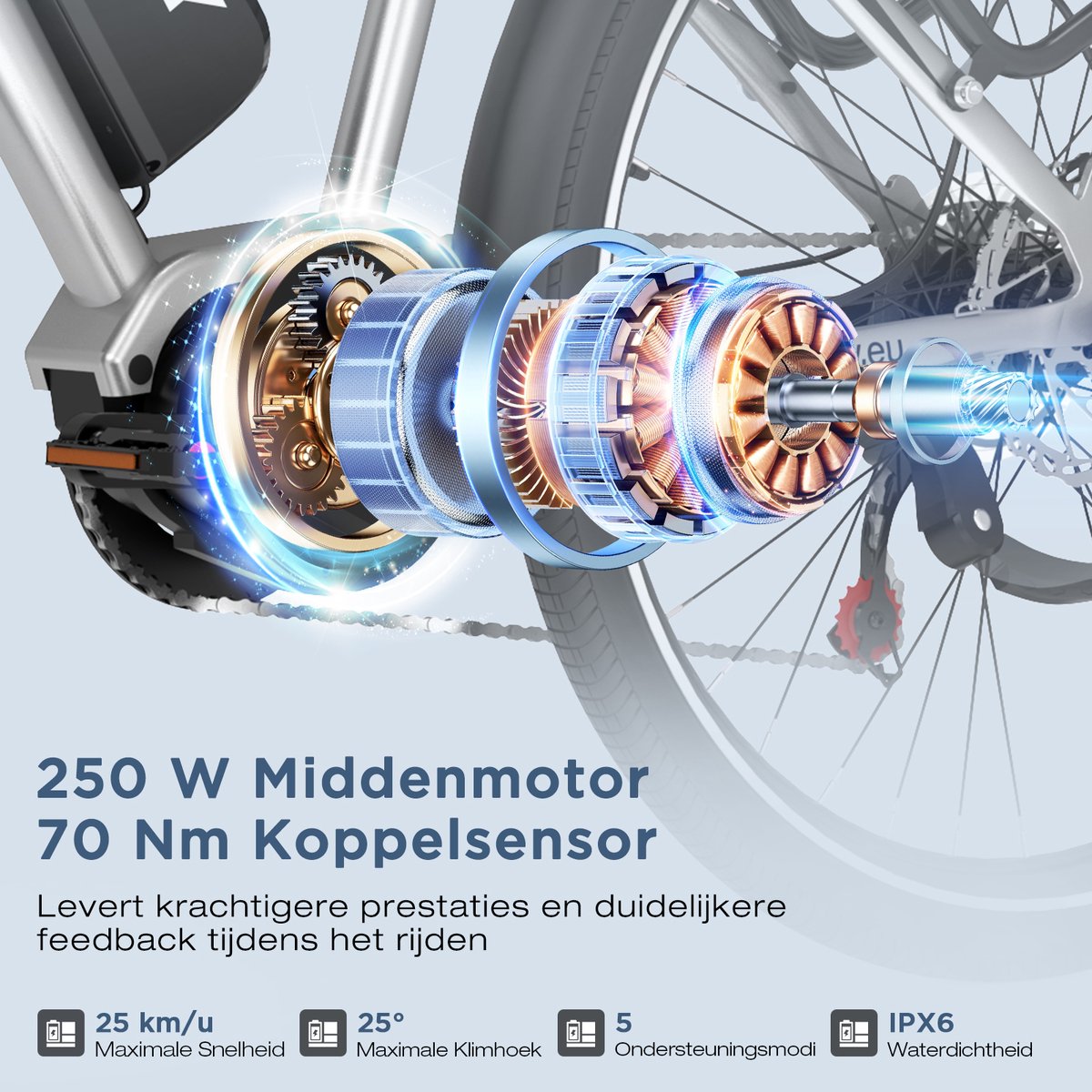 Hitway Elektrische Fiets BK U1 - E-Bike met 250W Middenmotor - 27.5*2.2 Inch City Commuter EBike met Afneembare 36V 13Ah Lithium Batterij - 7 Versnellingen - IP54 Waterdicht – foto 3