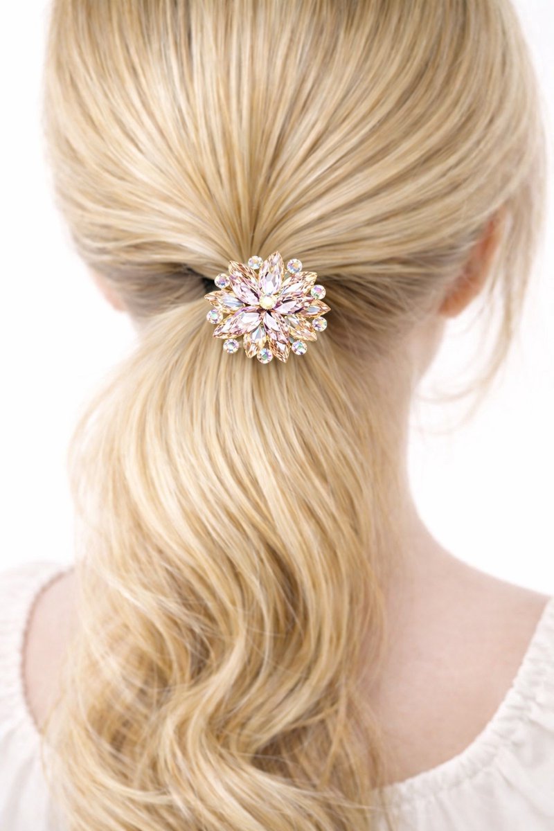 Haarelastiekjes - Haarklem - Haarspeld - Haar accessoires - Haar elastiek - Haarclip - Haarklemmen - Dames - Meisjes - Roze - Strass - 3 cm - Luxe - Cadeau Tip