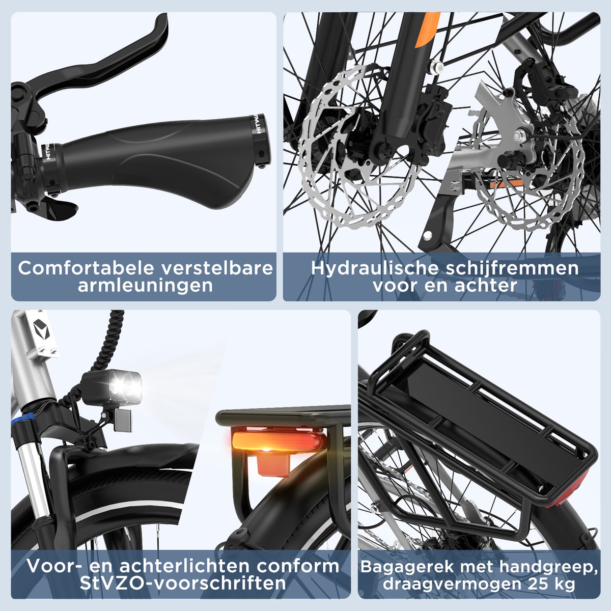 Hitway Elektrische Fiets BK U1 - E-Bike met 250W Middenmotor - 27.5*2.2 Inch City Commuter EBike met Afneembare 36V 13Ah Lithium Batterij - 7 Versnellingen - IP54 Waterdicht – foto 2