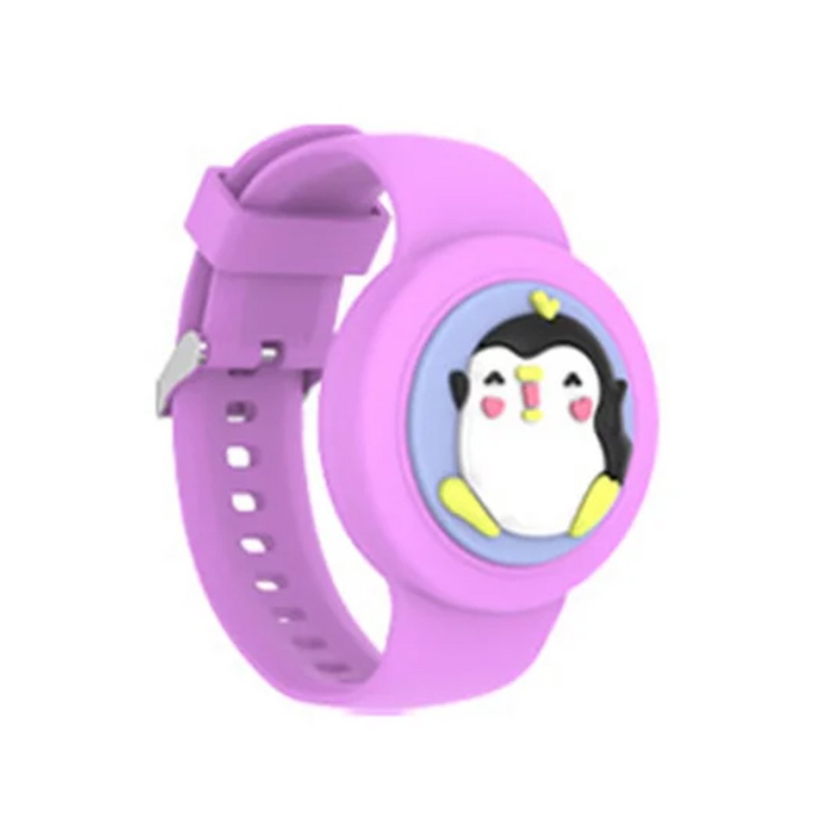 Pink Pinguïn Waterdichte AirTag Armband voor Kinderen - Geschikt voor Apple AirTag - Verstelbare Siliconen Band - Veilig Comfortabel.