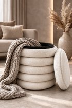 tectake® Kruk met opbergruimte - Scandi kruk fluweelstof - Ronde tectake® Kruk met opbergruimte - Scandi kruk fluweelstof - Ronde