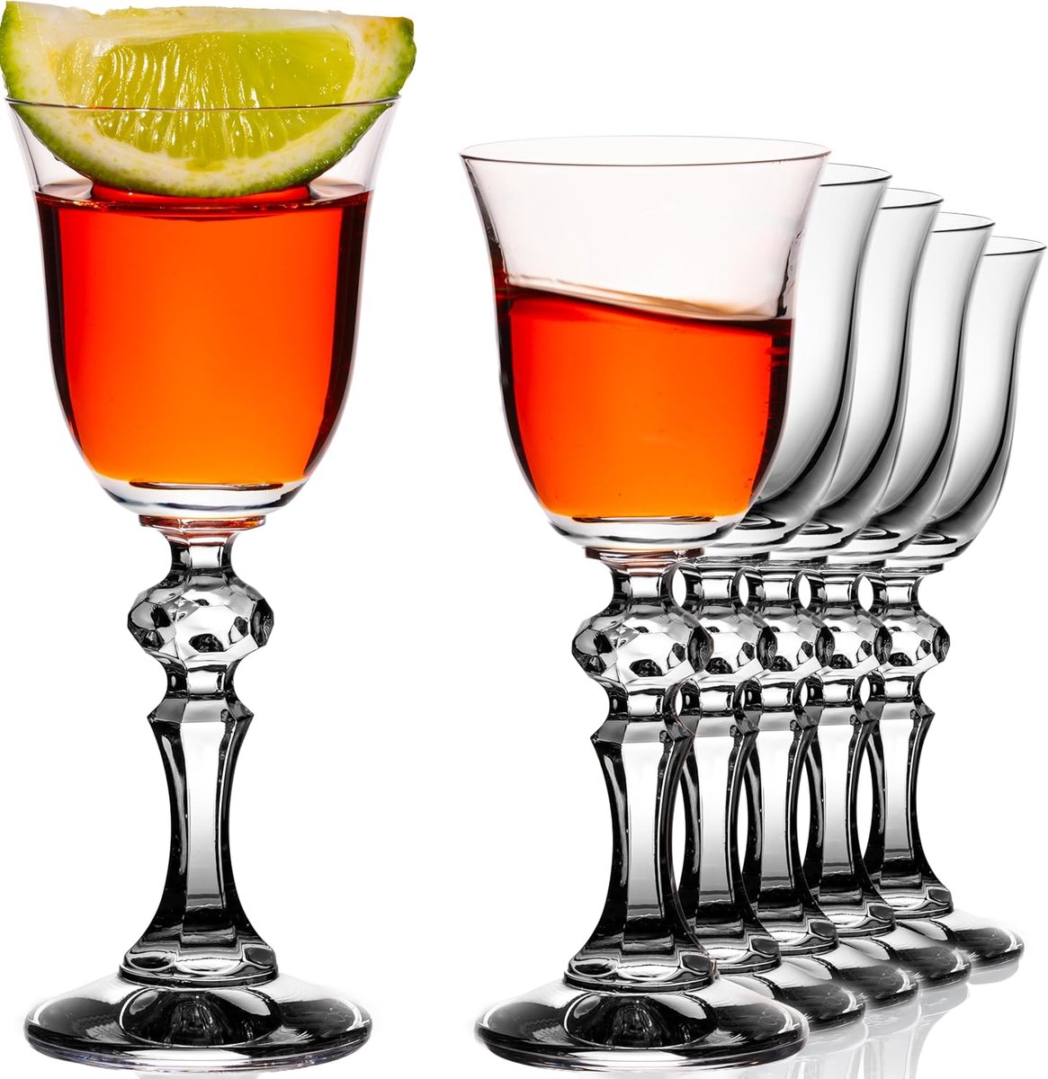 Set van 6 Elegante Borrelglazen met Steel, 60 ml, Kelkvormig en Vaatwasmachinebestendig