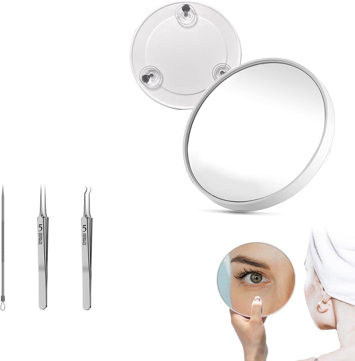 Vergrotende Make-up Spiegel met Zuignap en Clipset