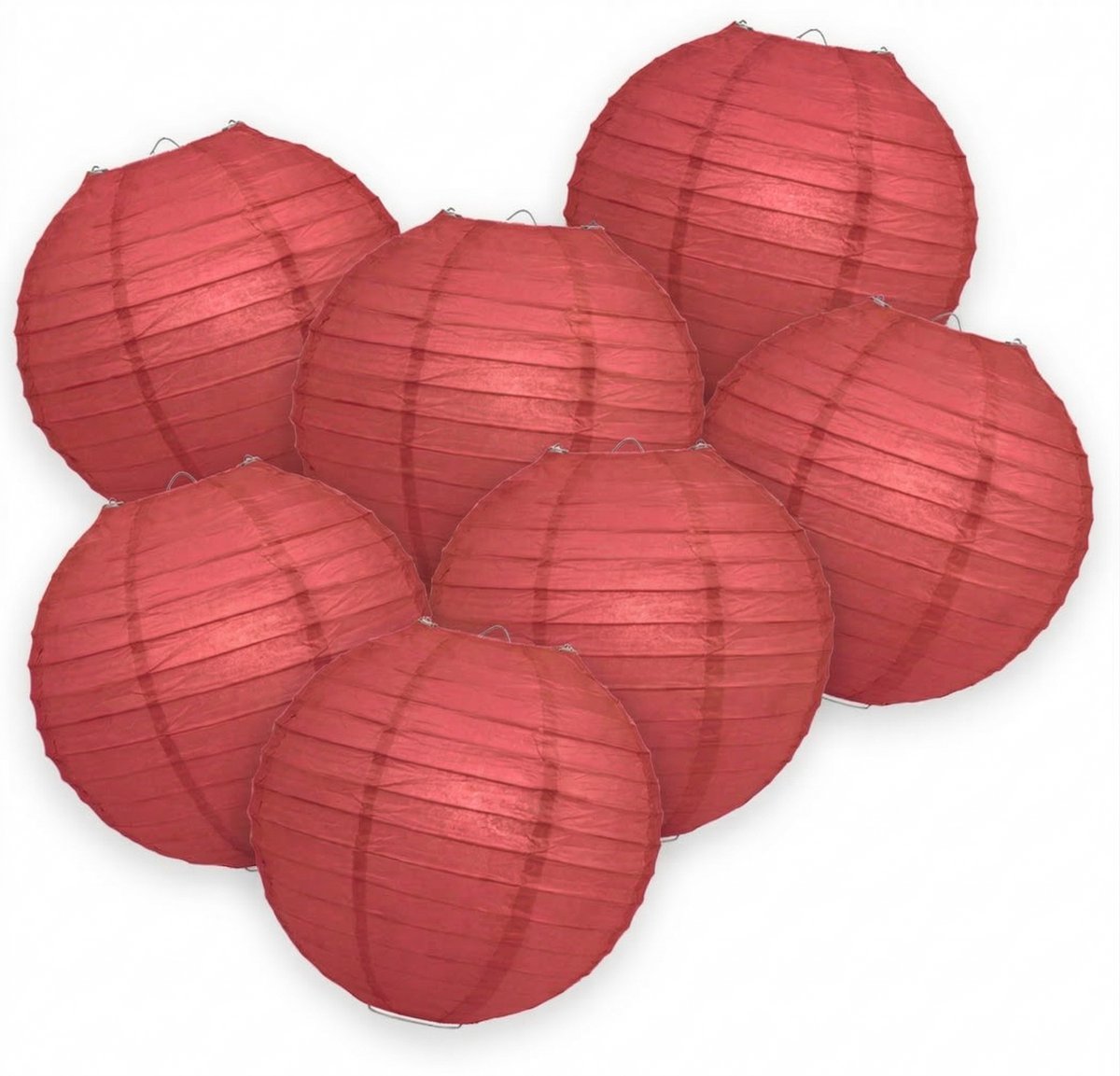 7-set LMPN® papieren lampionnen - marsala - 25cm - marsala lampion