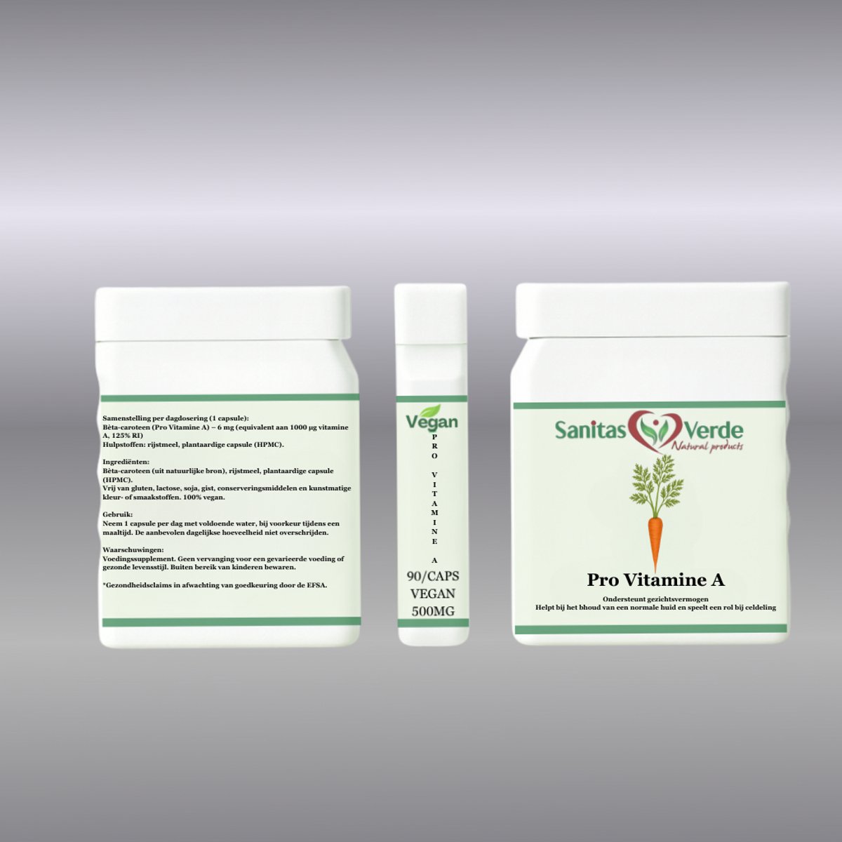 Sanitas Verde Pro Vitamine A Bèta-Caroteen 6 mg Gezichtsvermogen Huid 90 Vegan Capsules