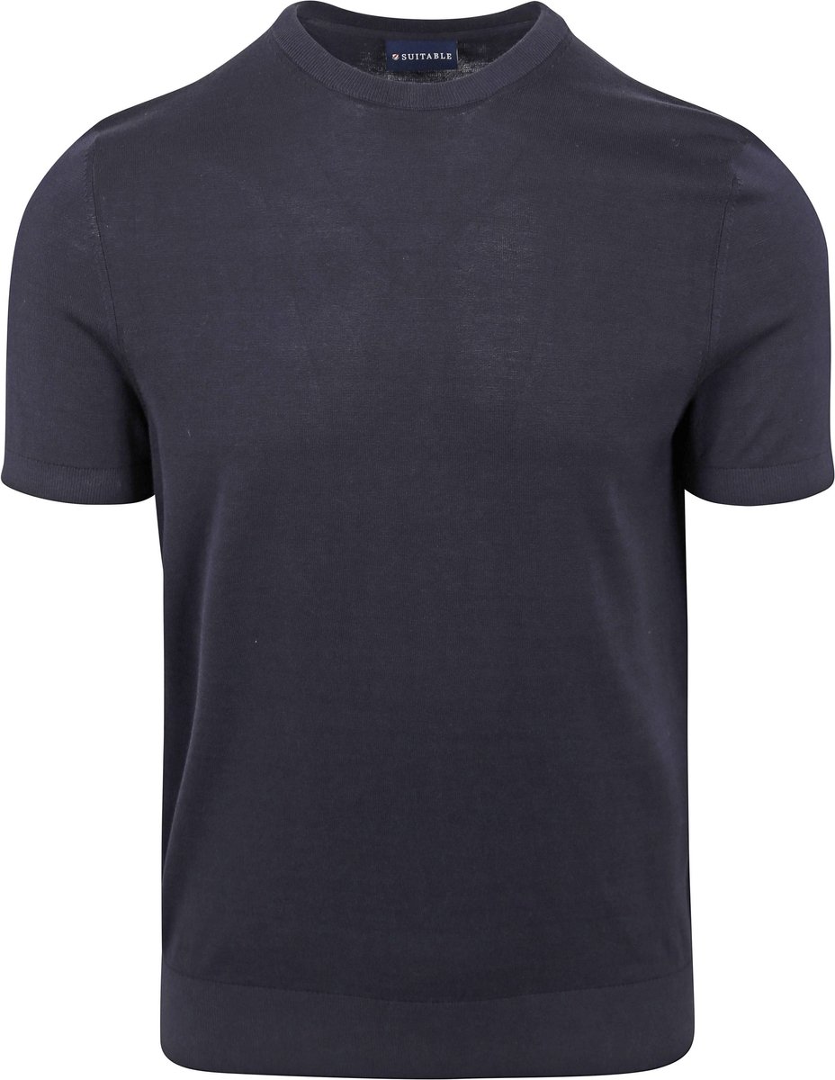 Suitable Knitted T-shirt Donkerblauw (navy) - Maat L - Heren - Casual T-shirts