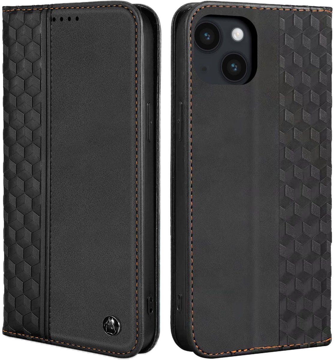 iPhone 15 Hoesje - PU Leer Flip Case - 360° Bescherming met Kaartvak