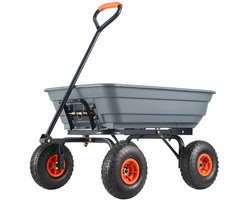 Trendique - Tuin Dumpwagen - Tuinkar met Kiepfunctie - Bolderwagen - Garden Dump Cart 272 kg - Tuintrolley met Grote Wielen