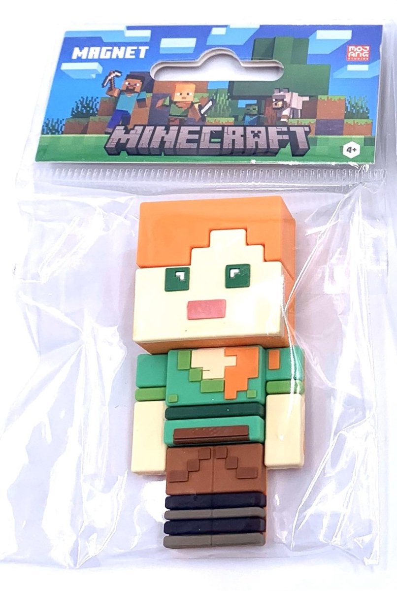 Minecraft Alex 3D magneet - Officiële verzamelbare koelkastmagneet - Cadeau voor kinderen - decoratie voor gamers