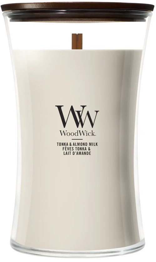 WoodWick Hourglass - Tonka & Almond Milk - Large Geurkaars - 130 branduren
