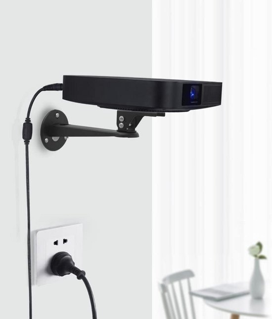 Universele mini-projector en camera wandhouder, verstelbaar, 360° rotatie, zwart, draaggewicht 5,9 kg, 19,8 cm