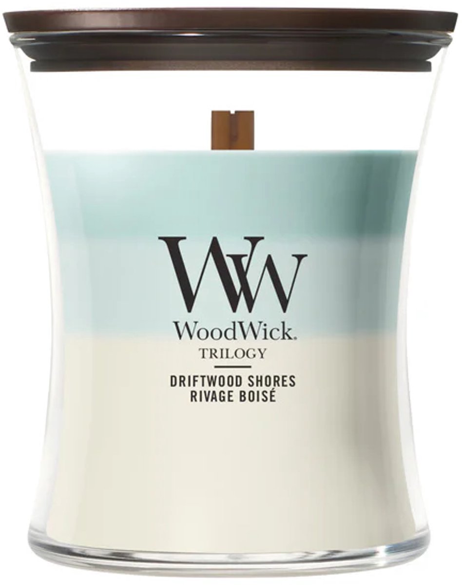 WoodWick Hourglass - Trilogy Driftwood Shores - Medium Geurkaars - 60 branduren Meerkleurig