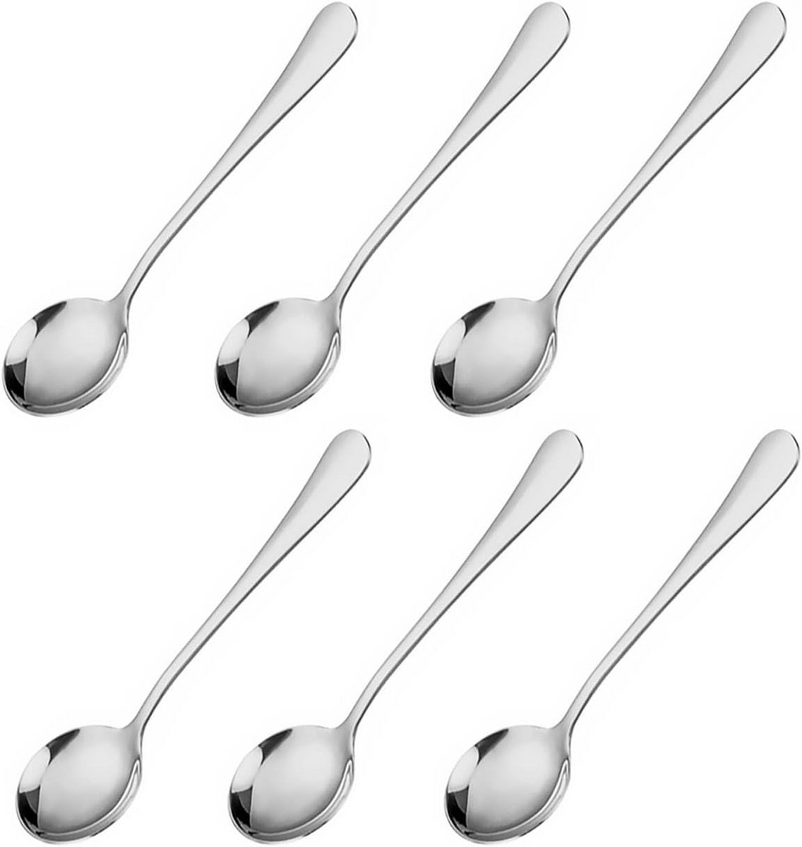 Set van 6 Kleine Dessertlepels - RVS Lepeltjes voor Taart, IJs en Yoghurt