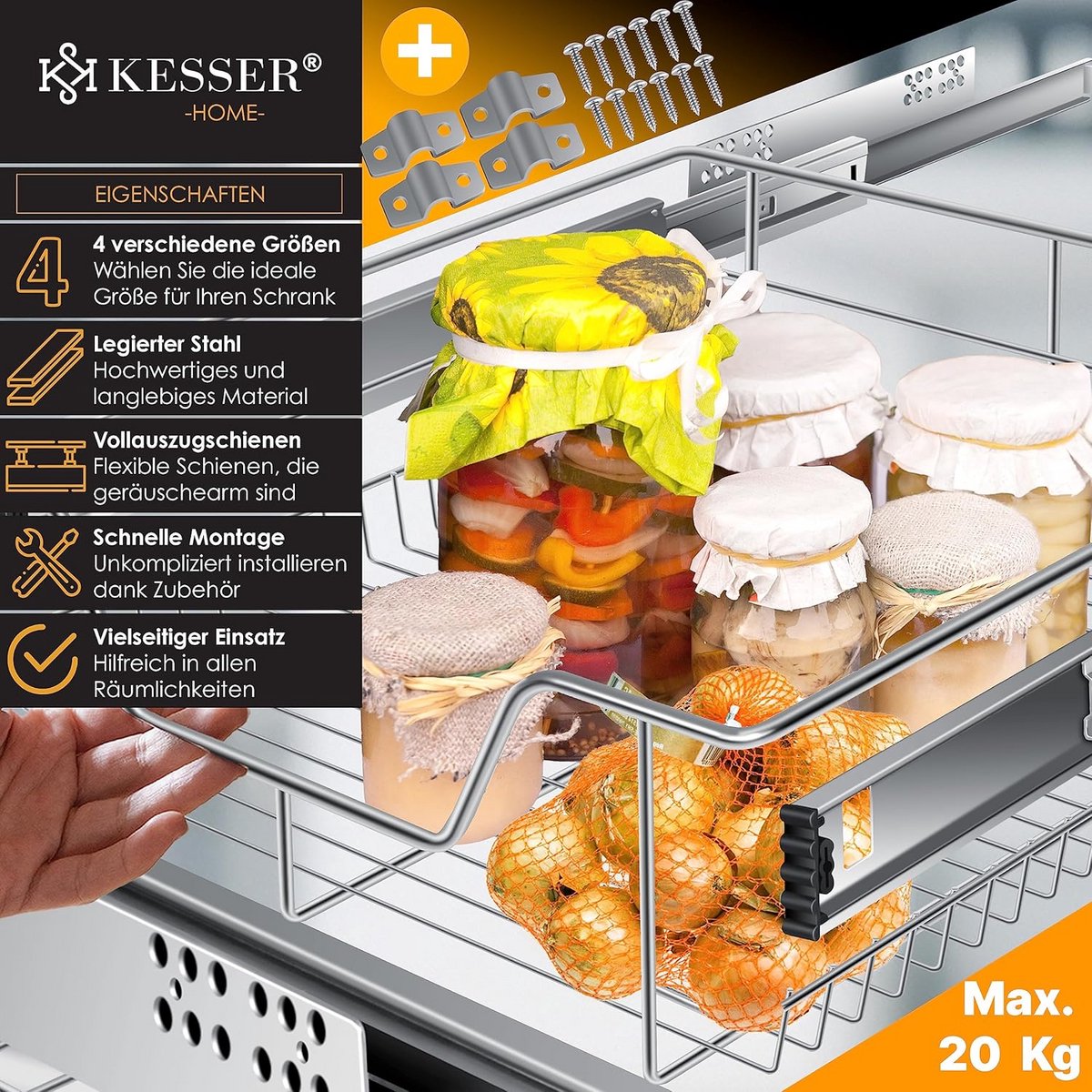 Uittrekbare Keukenkast Lade - Volledig Uittrekbare Korf voor Orde in Keuken en Kast — cadeau in Cadeau-ideeën - foto 6