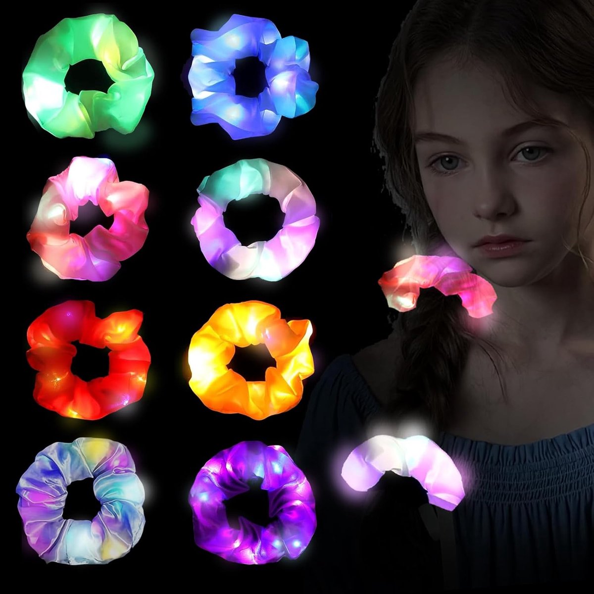 8 stuks Lichtgevende Haaraccessoires met LED Knipperlicht - Feest & Carnaval