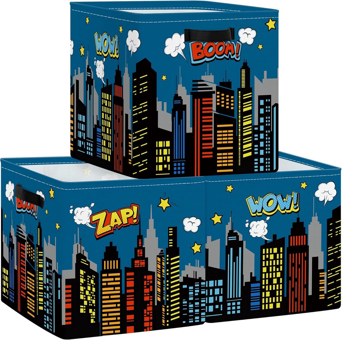 Set van 3 Opbergdozen 30x30x30 cm voor Kinderkamer, Speelgoed en Kleding - Inklapbaar