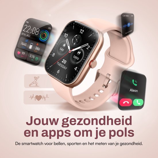 Dames smartwatch, 1,27 kleurenscherm smartwatch voor vrouwen IP67 waterdicht fitness activiteitstracker met hartslagmeter slaapmonitor stappenteller voor Android en iOS telefoons (tweekleurig goud