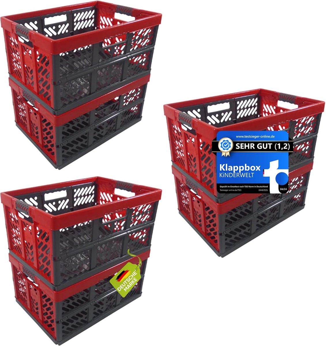 6x Opvouwbare Opslagbox XXL - Robuuste Klapbox voor Opslag en Transport (45L)