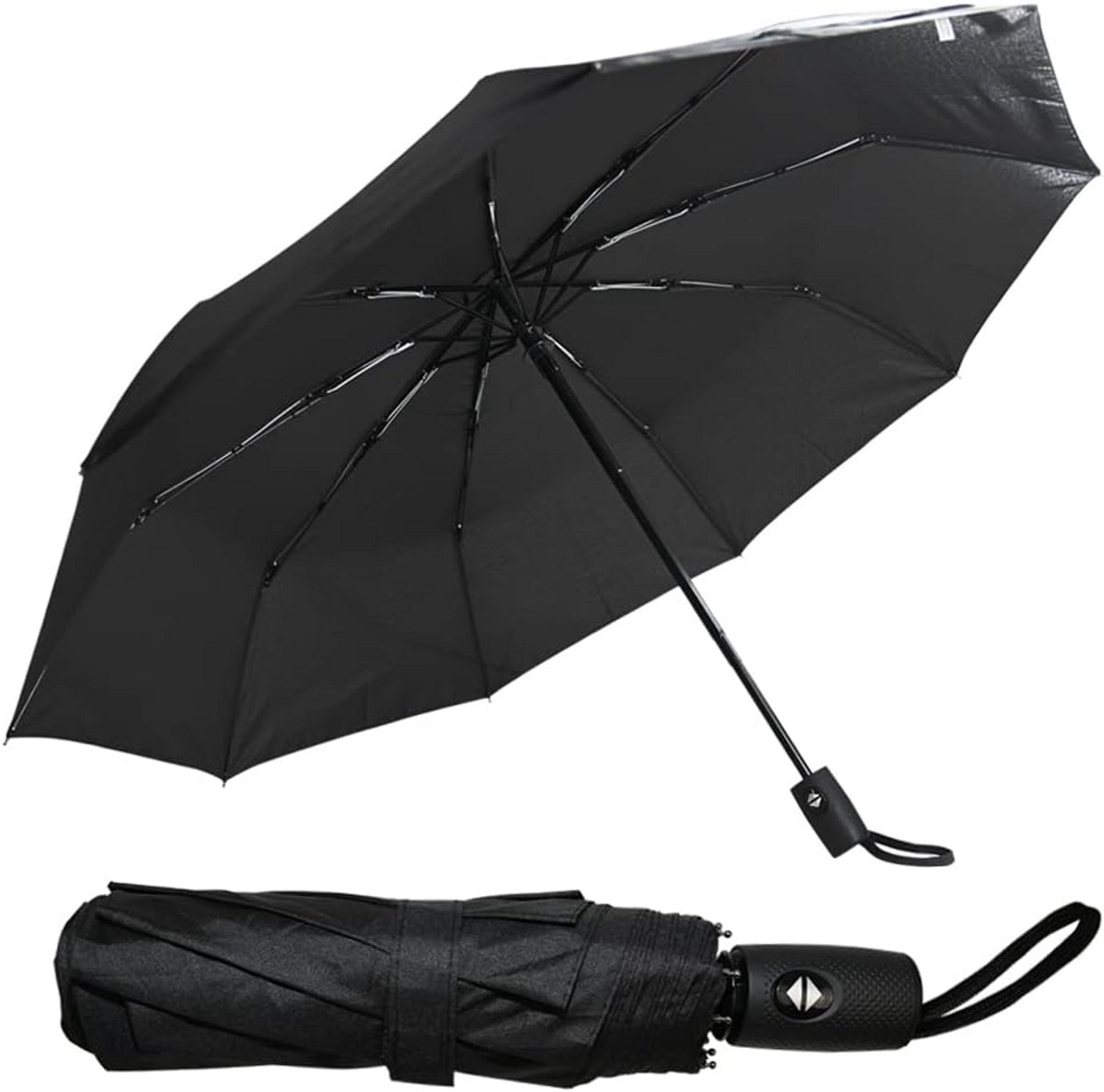 Automatische Travel Paraplu met Windvaste 10-Rib Constructie - Compact en Lichtgewicht