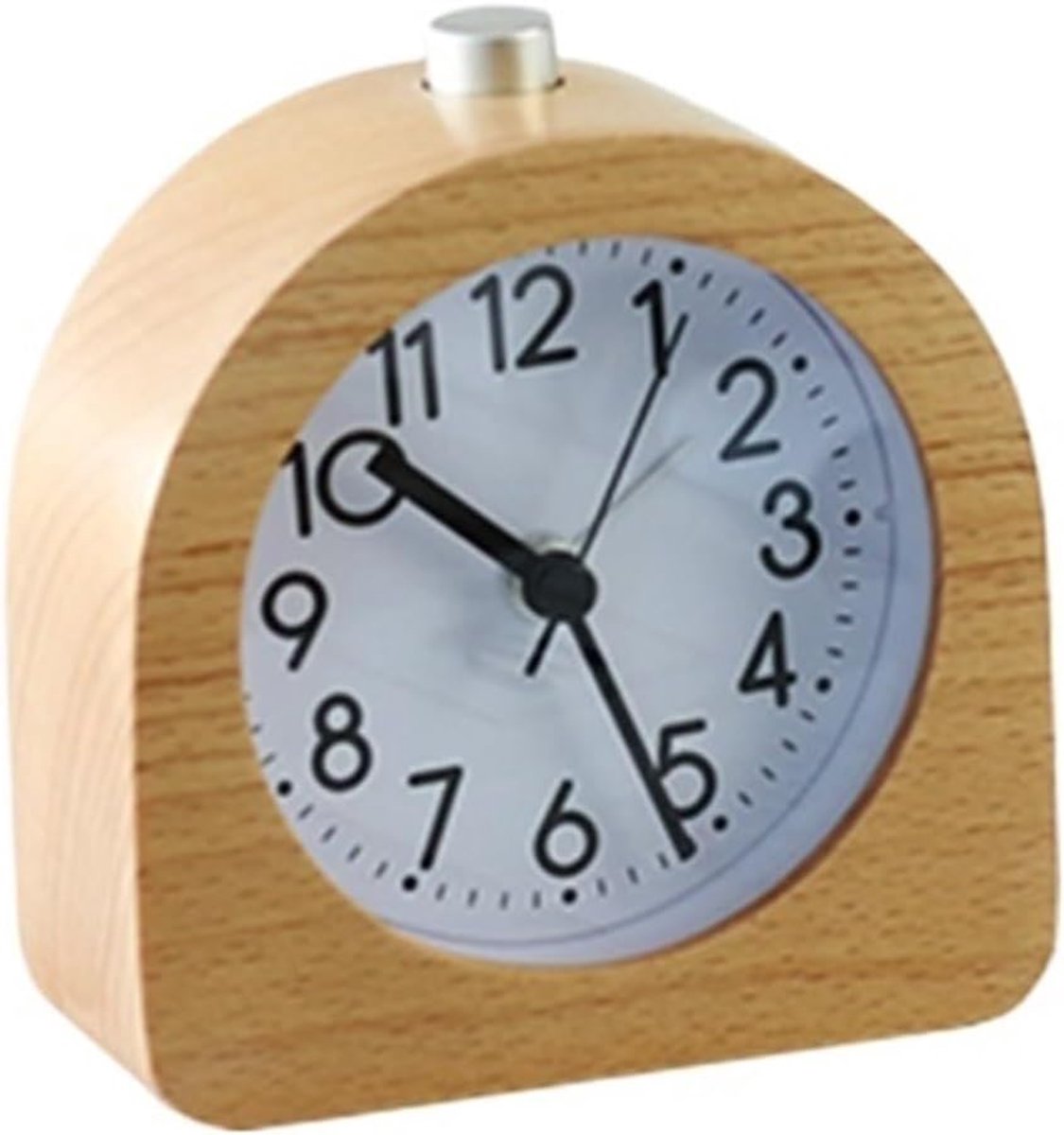 longziming - Tafelklok - Wekker - Houten wekker - Reiswekker - 1 stuk - Massief hout & glas - Stil tikkend - Nachtlampje - Compact (96x44x101 mm) - Voor nachttafel, bureau en reizen - Lichtbruin