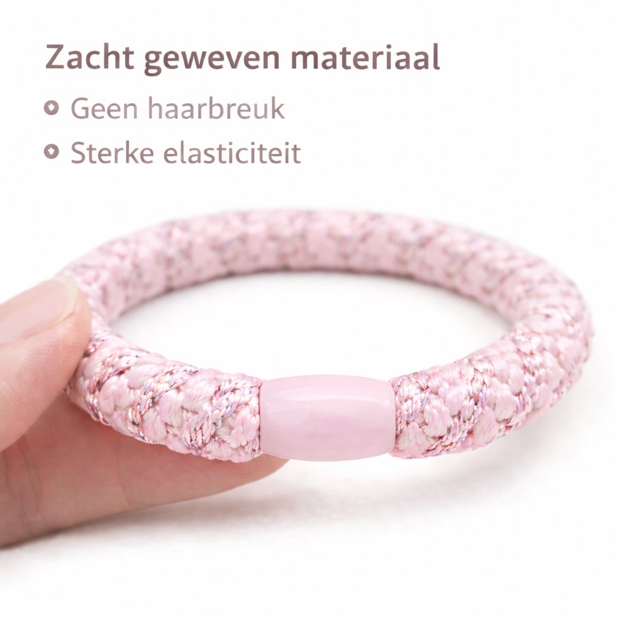 15 x Knekkie Haarelastiekjes met Kraaltje – Gevlochten Elastiek & Armband - Roze Stijl — cadeau in Mode & Accessoires - foto 2