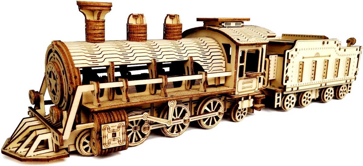 3D Houten Puzzel Modelbouwset: Sneltrein Doe-Het-Zelf Knutselwerk