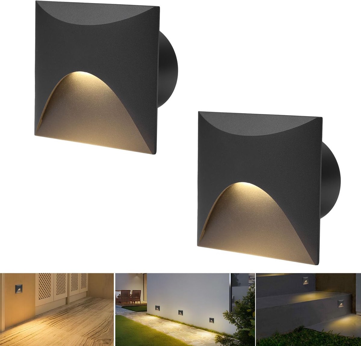 Set van 2 Inbouw LED Traplampen Aluminium Warmwit IP44 Binnen en Buiten
