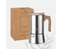 RVS Espressomaker voor 1-6 Kopjes, Geschikt voor Alle Warmtebronnen