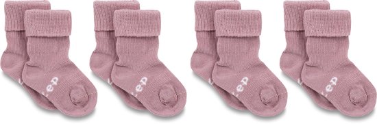KipKep Blijf-Sokjes 4 paar - maat: 0-6 maanden - Mauve - Bio-katoen - Voordeelpak - baby sokjes