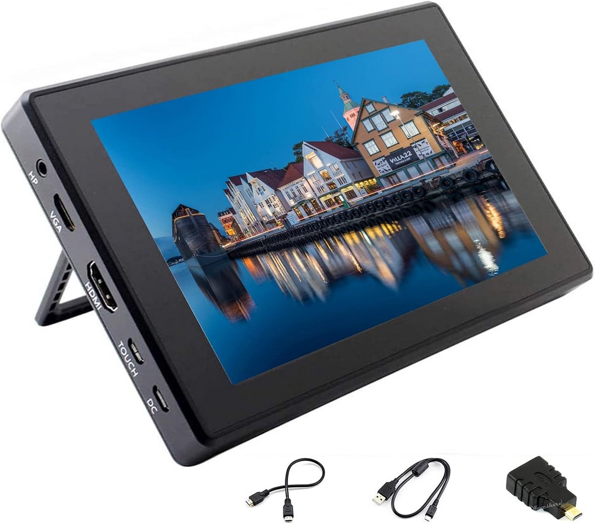 7 Inch IPS Capacitief Touchscreen Monitor met Behuizing - Hoge Resolutie 1024x600 HDMI LCD voor Raspberry Pi, Jetson Nano en Windows