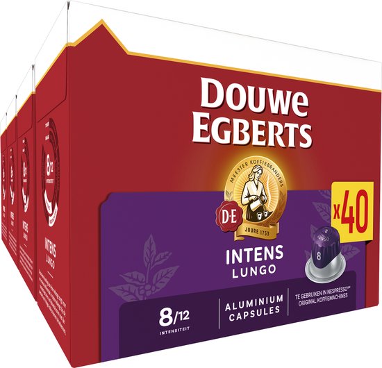 Douwe Egberts Lungo Intens Koffiecups - Intensiteit 8/12 - 5 x 40 capsules