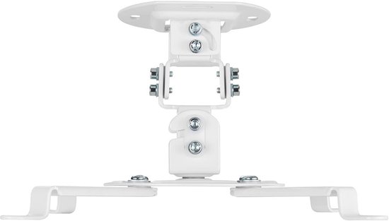 Universele projector beugel wit – draaibaar 360° en kantelbaar ±15° – voor beamers tot 13,5 kg staal