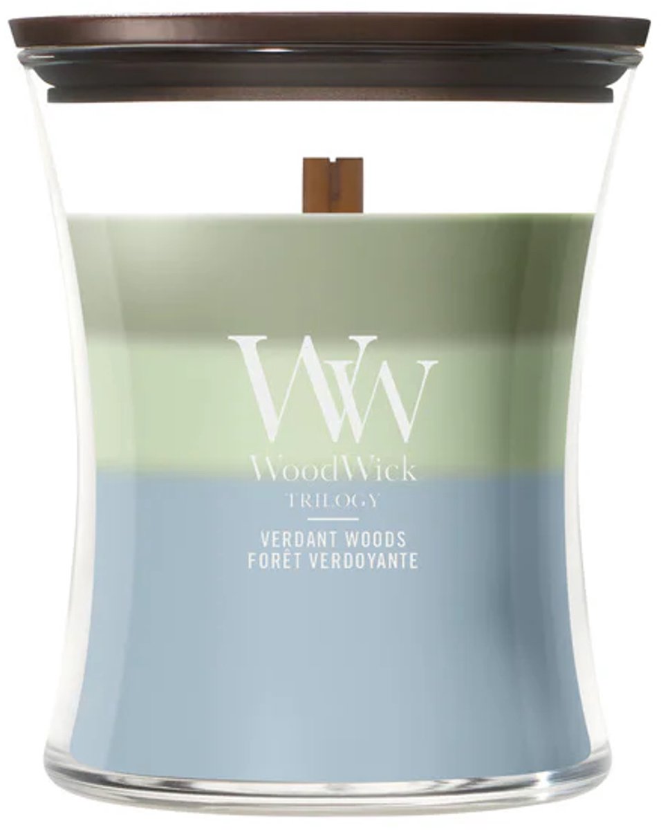 WoodWick Hourglass - Trilogy Verdant Woods - Medium Geurkaars - 60 branduren Meerkleurig