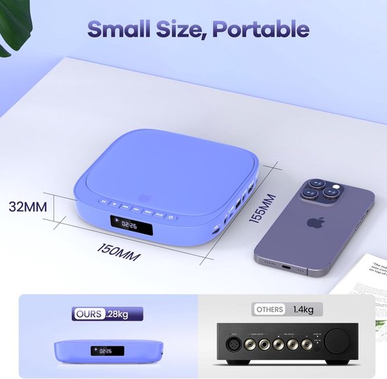 Draagbare DVD Speler met Scherm - DVD Speler met HDMI Input - voor Laptop - Compact — afbeelding 4