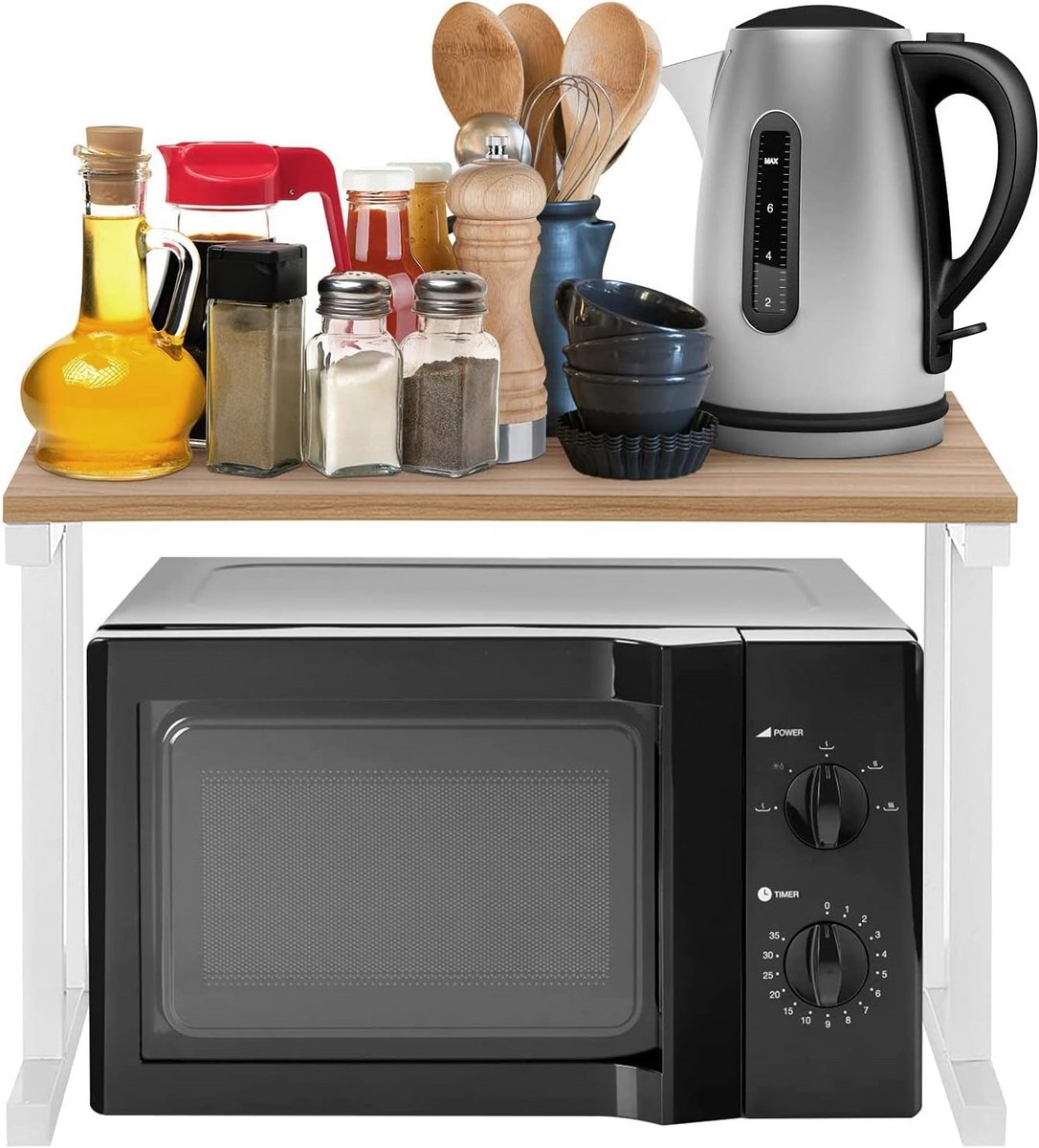 Dubbele Magnetronplank Hout - Keuken Organizer met 2 Lagen