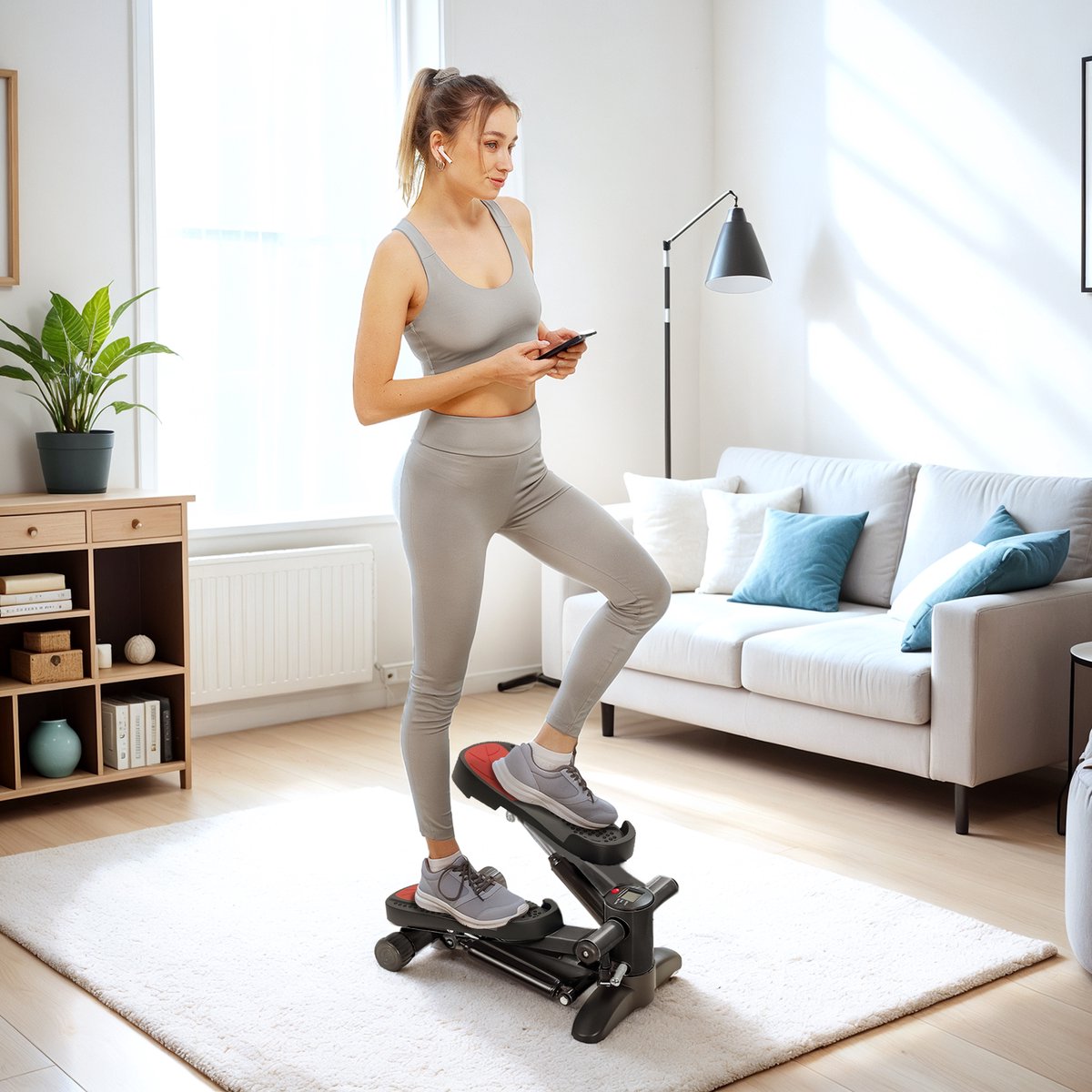 MODFU-Stepper-Hometrainer-LCD-Display-Beentraining-Hydraulisch-Zwart