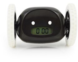 Luide wekker voor zware slapers op wielen. Rolt, rent weg, trilt, is gemakkelijk in te stellen, superslimme snooze-functie. Digitale bedshaker-wekker. Grappig cadeau voor volwassenen, kinderen, tieners, slaapkamers (zwart).