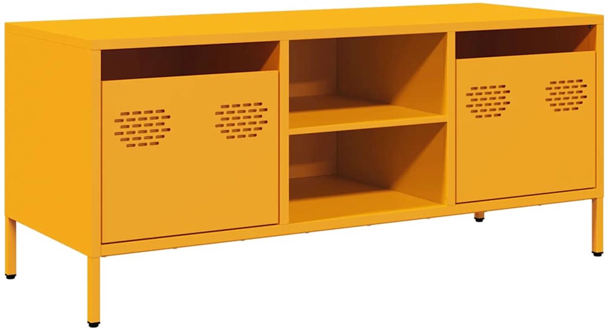 vidaXL - Tv-meubel - 101,5x39x43,5 - cm - koudgewalst - staal - mosterdgeel