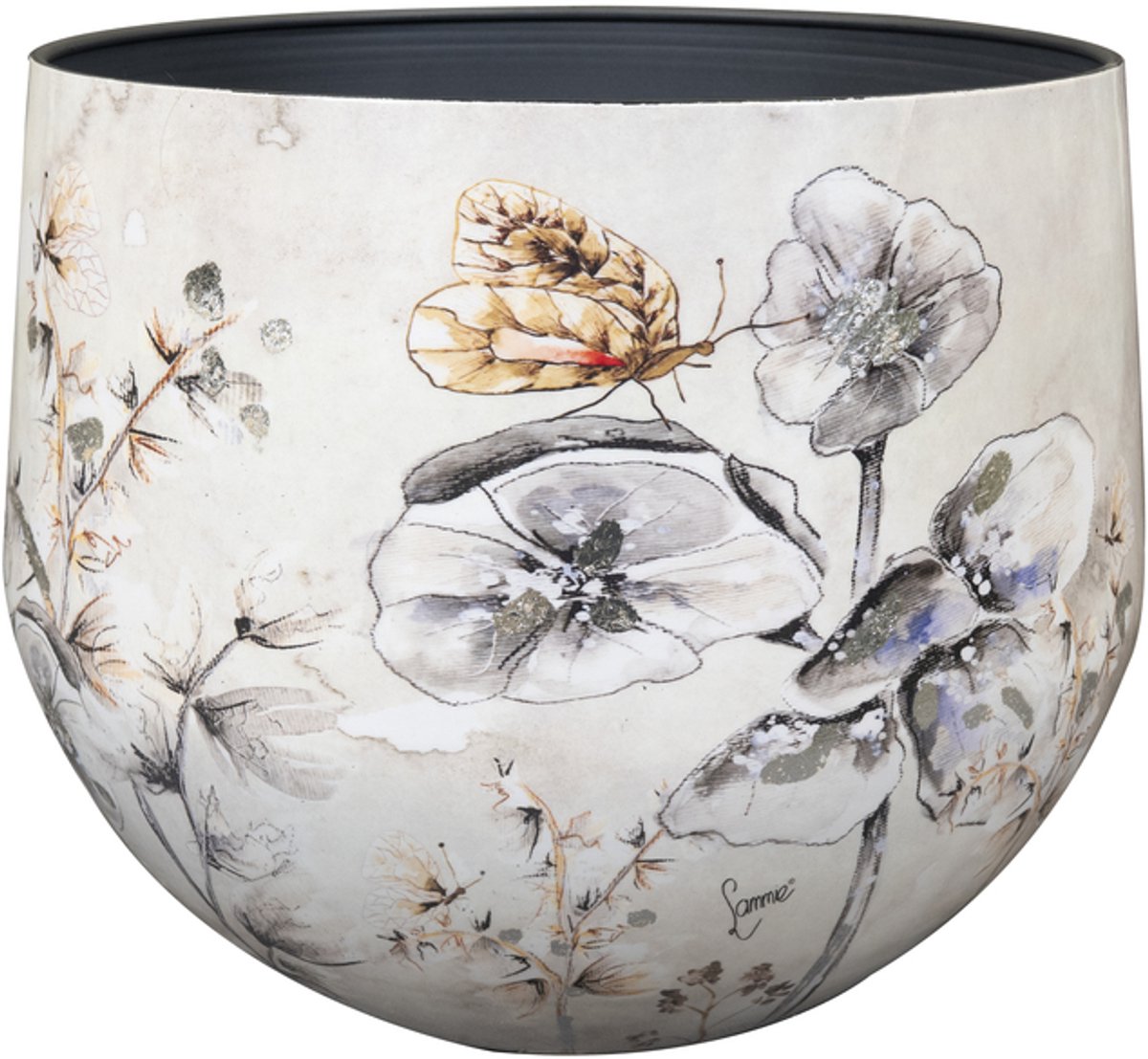 TS Collection - Bloempot Moonlight meadow - 33x28 - Metaal & Epoxy - Exclusieve woonitems voor binnen - Handgemaakt - Unieke print - Designed by Lammie